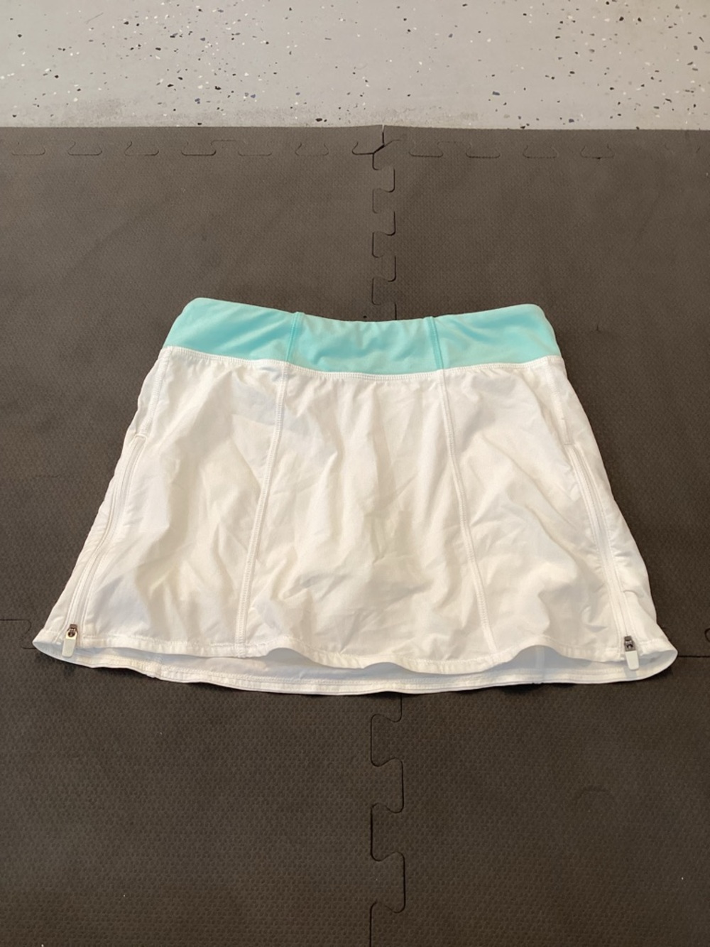 White Skirt with Light Aqua Waistband - Teens Active Skirt